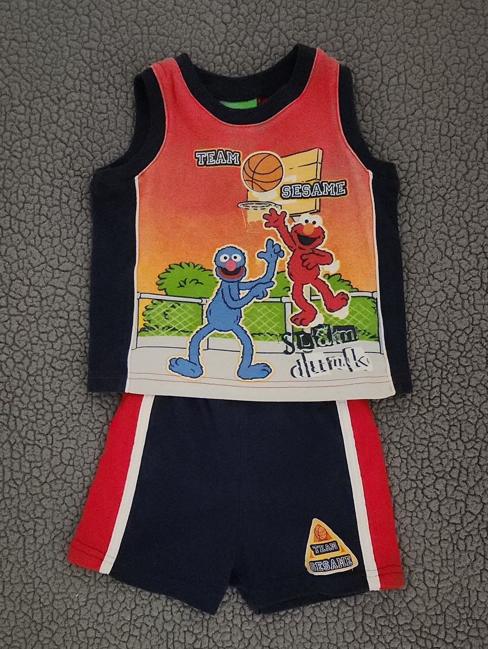 Vintage 2007 Sesame Street Tank Top/ Shorts Team Sesame Top 18 Mos Shorts 12 Mos